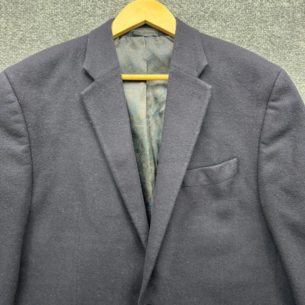 Lauren Ralph Lauren Wool Silk Cashmere Blazer Mens 44L Navy Blue Long Dress‎